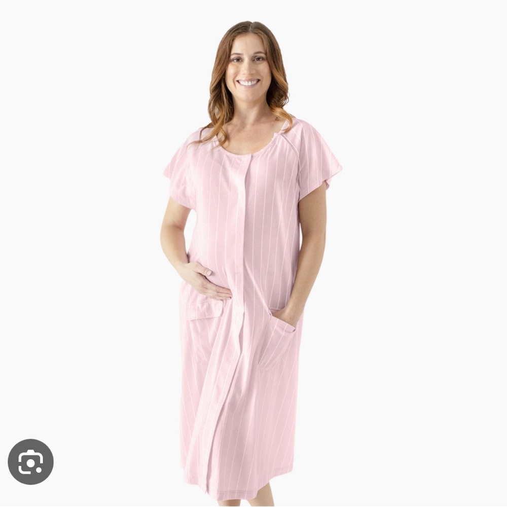 Kindred Bravely Pink and White Striped Universal Labor and Delivery Gown